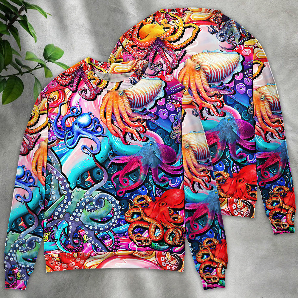 Octopus Colorful Lover Art Style Ugly Christmas Sweaters