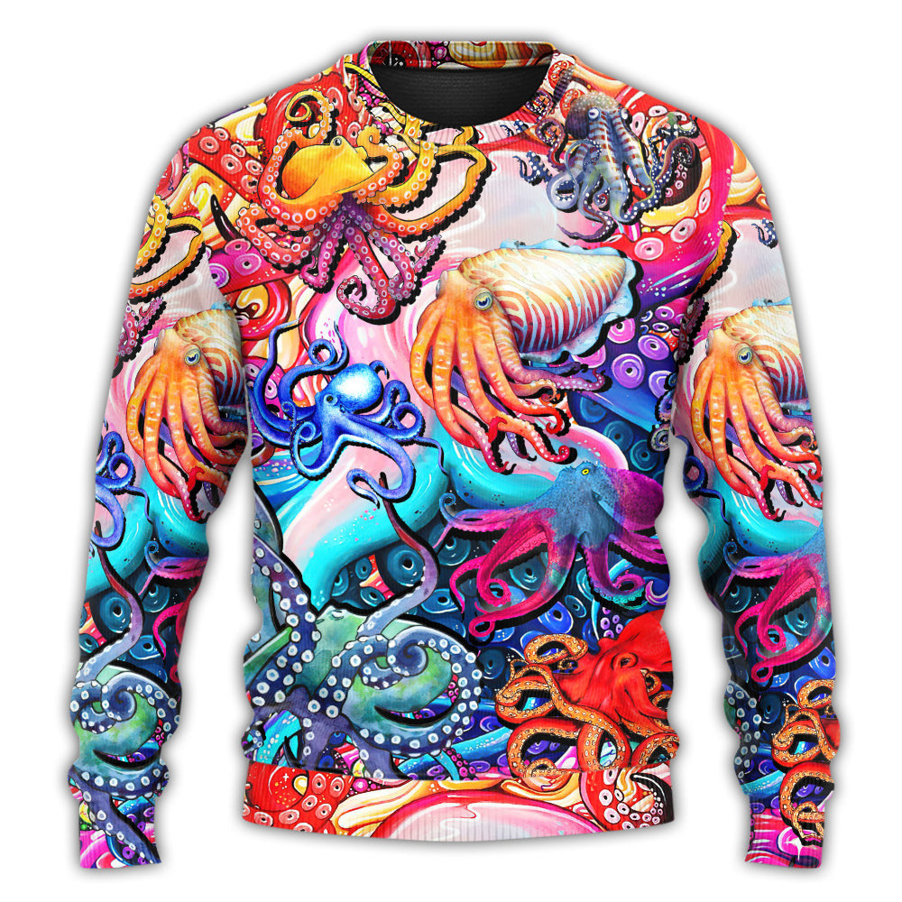 Octopus Colorful Lover Art Style Ugly Christmas Sweaters