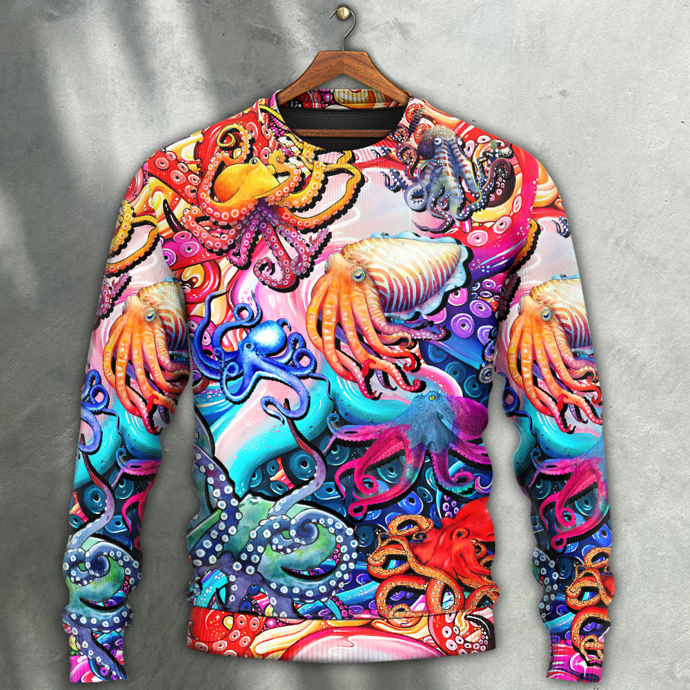 Octopus Colorful Lover Art Style Ugly Christmas Sweaters