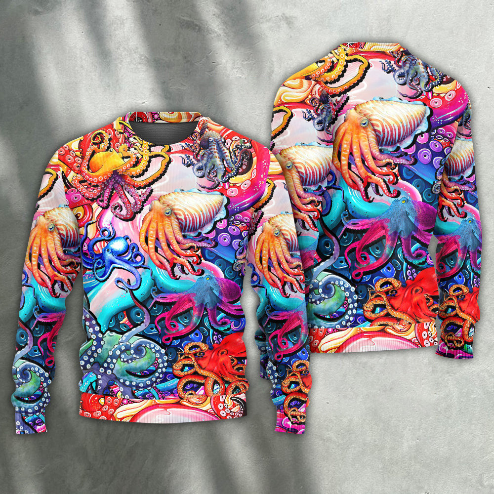 Octopus Colorful Lover Art Style Ugly Christmas Sweaters