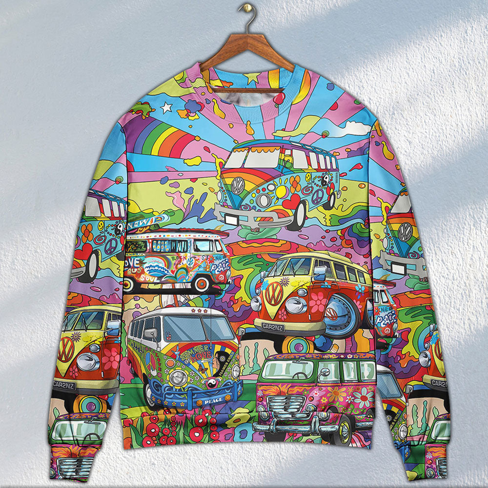 Hippie Van Colorful Art Peace Ugly Christmas Sweaters