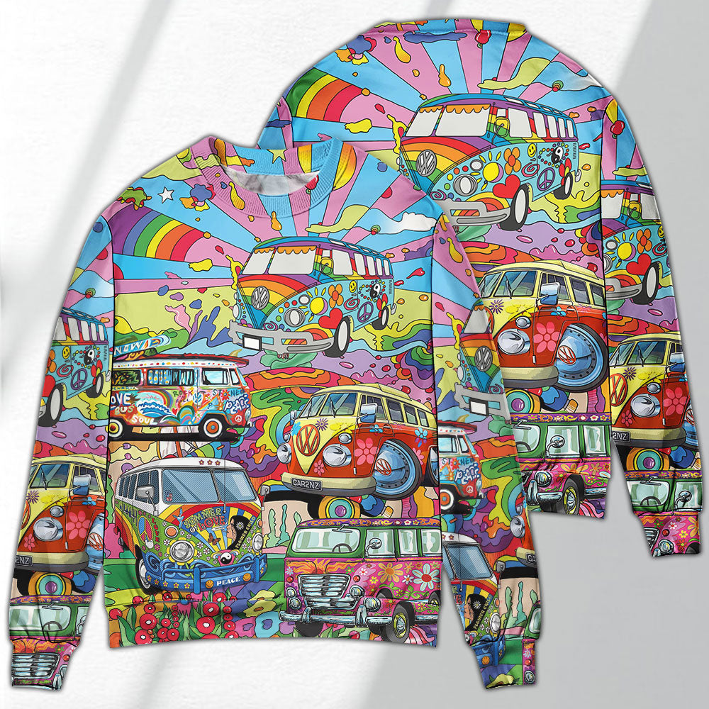 Hippie Van Colorful Art Peace Ugly Christmas Sweaters