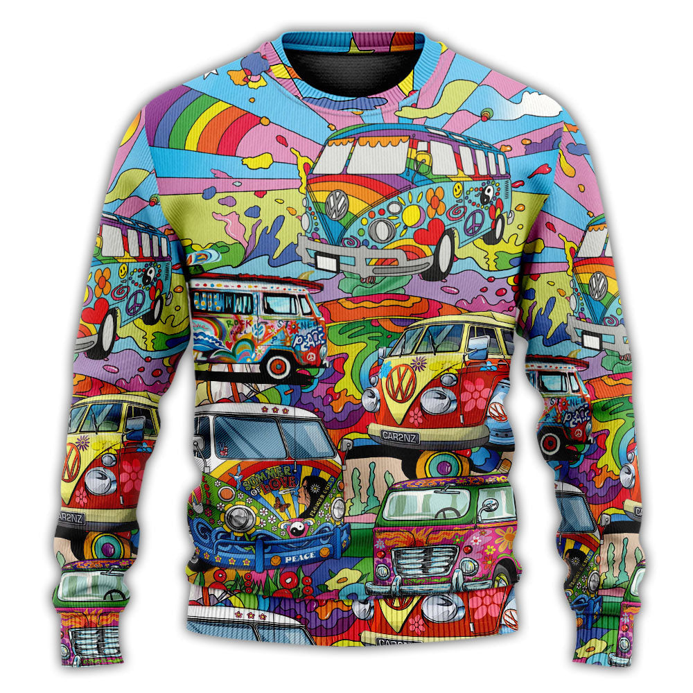 Hippie Van Colorful Art Peace Ugly Christmas Sweaters