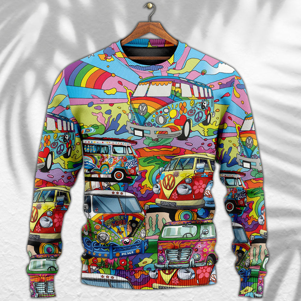 Hippie Van Colorful Art Peace Ugly Christmas Sweaters