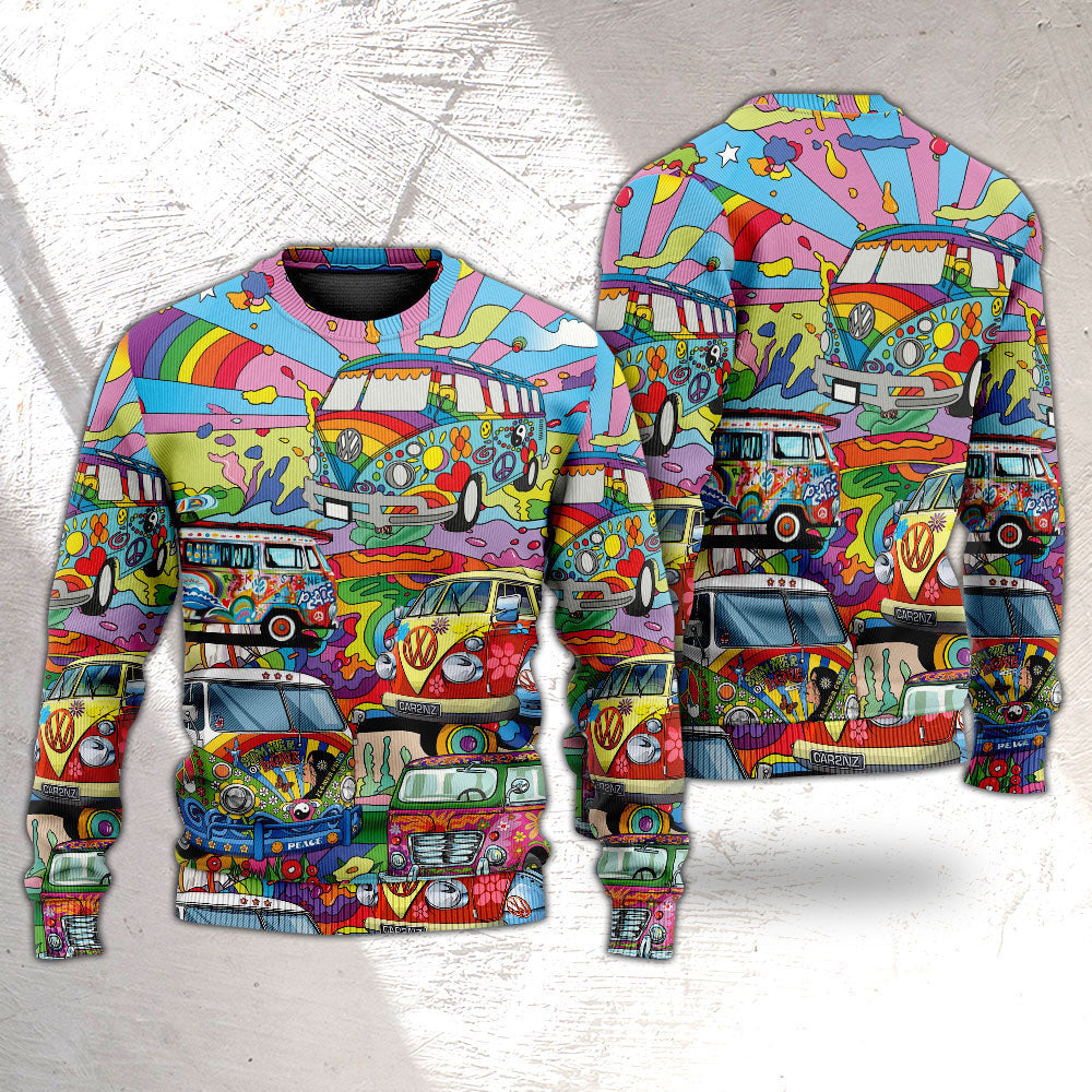 Hippie Van Colorful Art Peace Ugly Christmas Sweaters