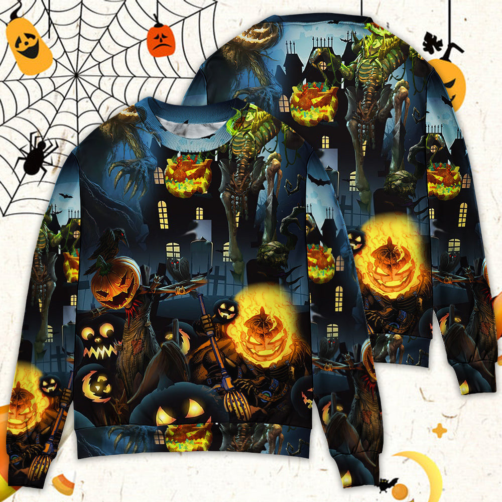 Halloween Pumpkin Scary Sky Night Ugly Christmas Sweaters