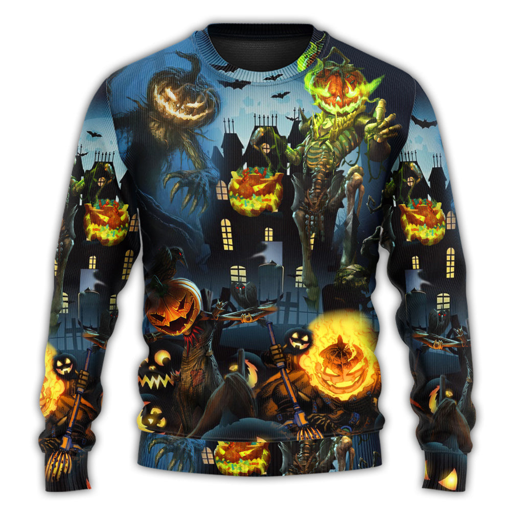 Halloween Pumpkin Scary Sky Night Ugly Christmas Sweaters