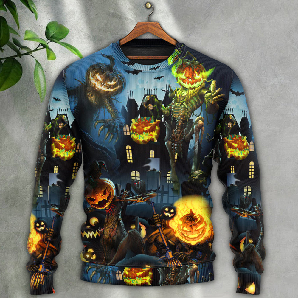 Halloween Pumpkin Scary Sky Night Ugly Christmas Sweaters