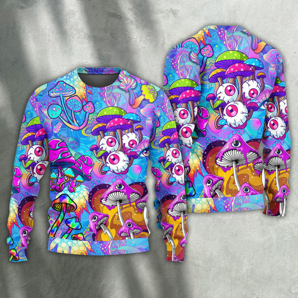 Hippie Mushroom Colorful Cool Style Ugly Christmas Sweaters
