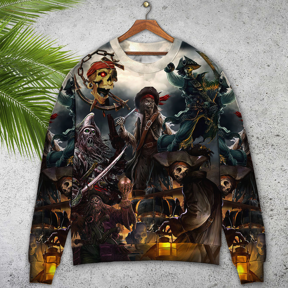 Skull Fantasy Ghost Caribbean Pirate Ugly Christmas Sweaters