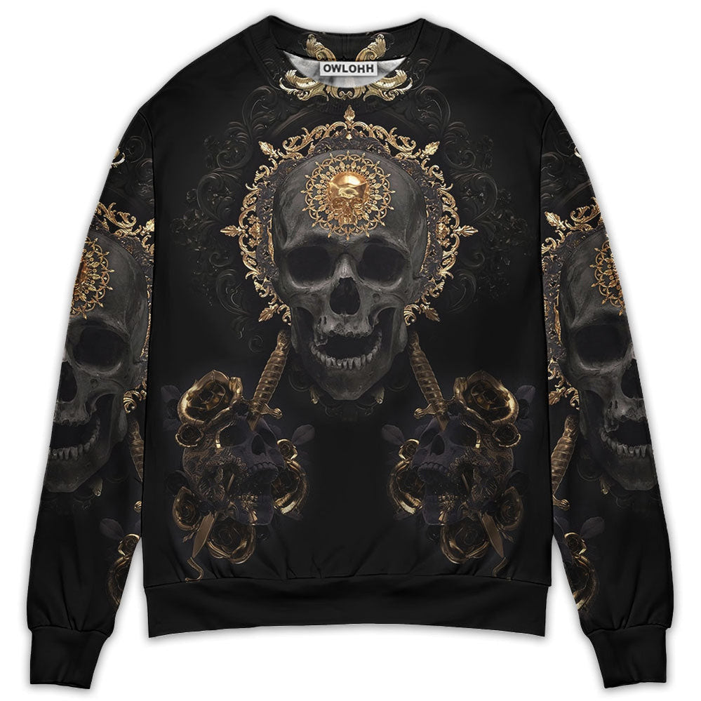 Skull Golden True King Stay Till Death Ugly Christmas Sweaters