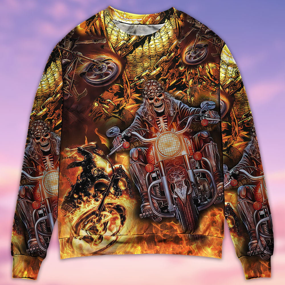 Skull Motorcycle Racing Fast Fire Ugly Christmas Sweaters