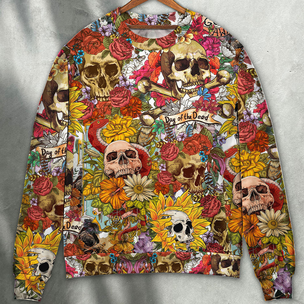 Skull Day Of The Dead Flower Sweater Ugly Christmas