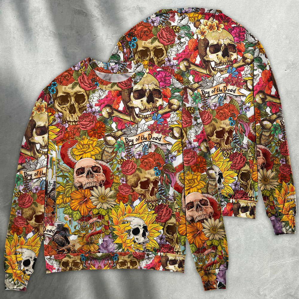 Skull Day Of The Dead Flower Sweater Ugly Christmas