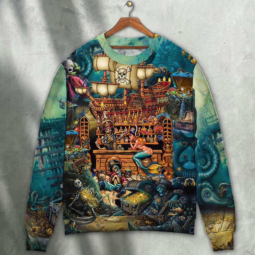 Skull Pirate Treasure Night On The Sea Style Sweater Ugly Christmas