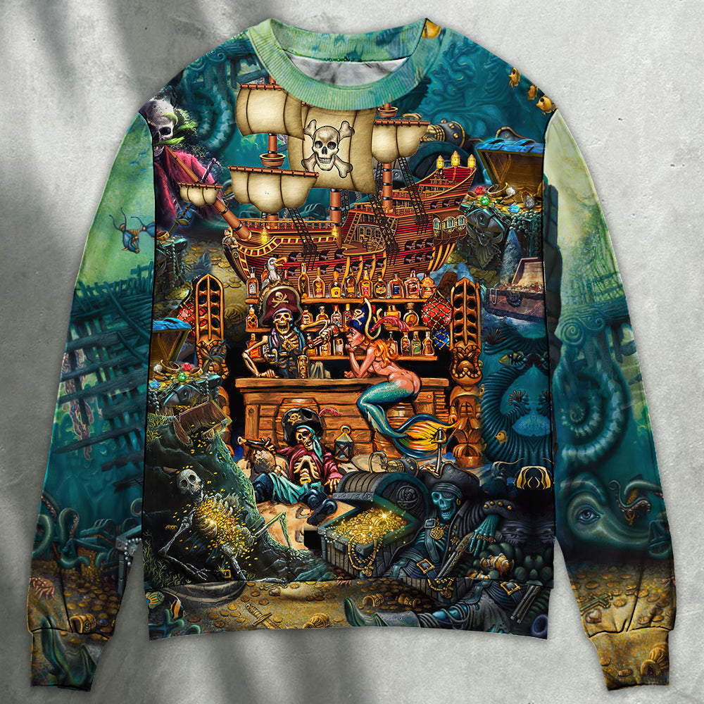 Skull Pirate Treasure Night On The Sea Style Sweater Ugly Christmas