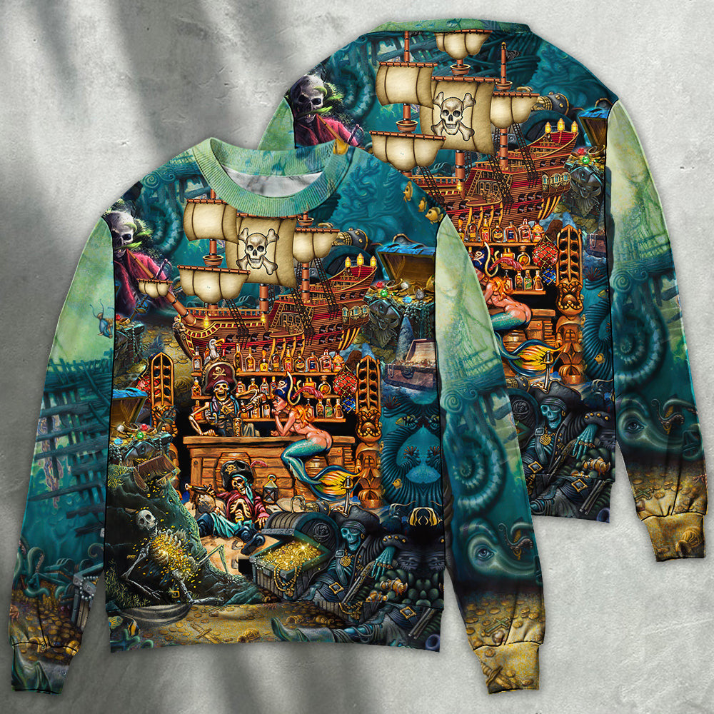 Skull Pirate Treasure Night On The Sea Style Sweater Ugly Christmas
