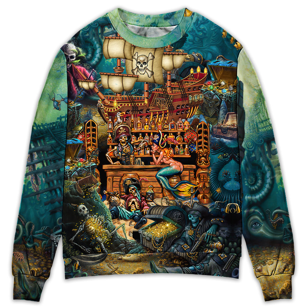Skull Pirate Treasure Night On The Sea Style Sweater Ugly Christmas