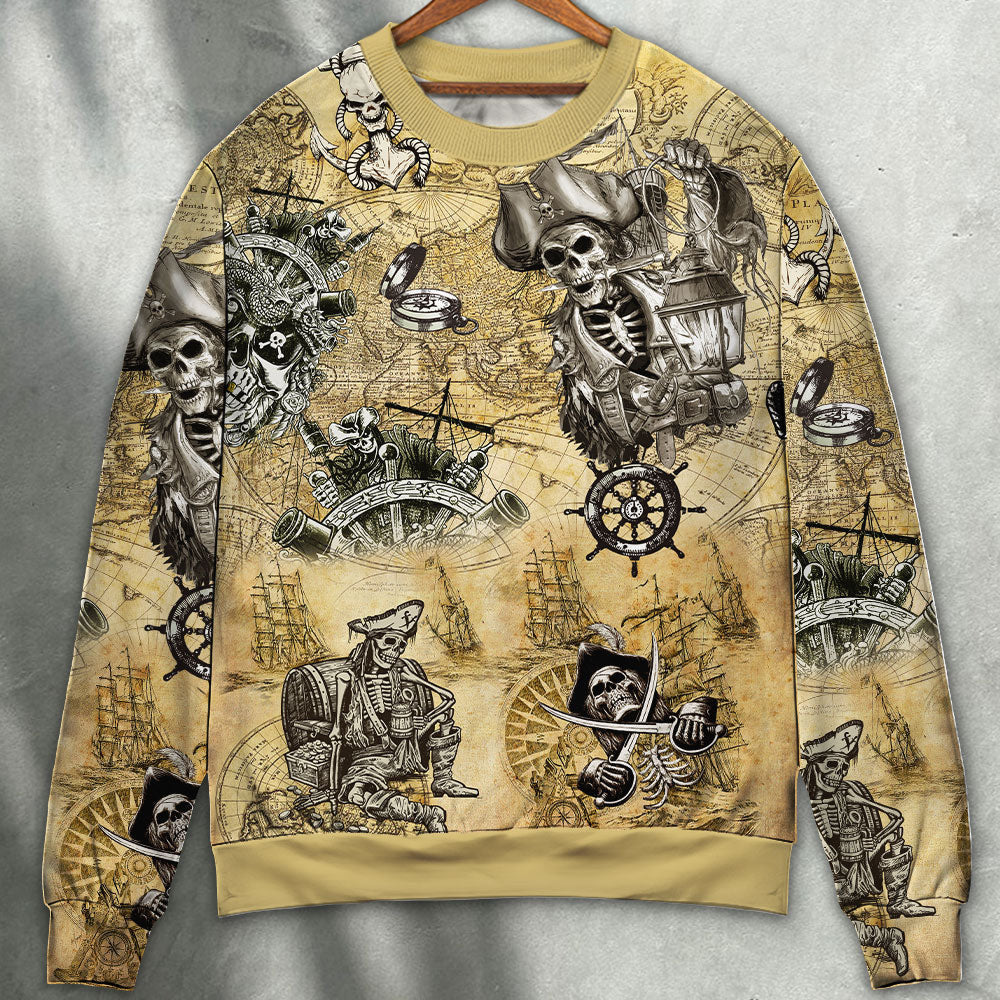 Skull Pirate Save A Ship Ride Sweater Ugly Christmas