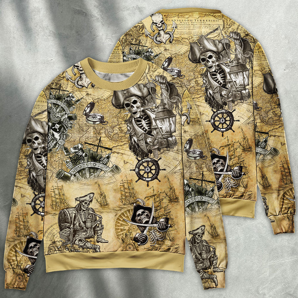Skull Pirate Save A Ship Ride Sweater Ugly Christmas