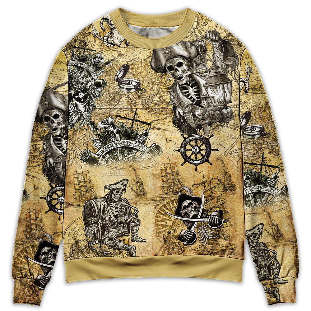 Skull Pirate Save A Ship Ride Sweater Ugly Christmas