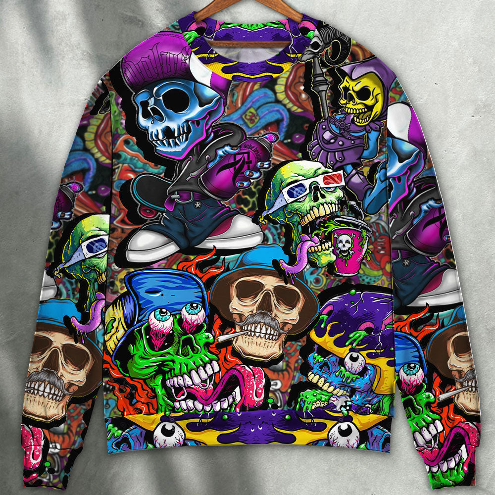 Skull Colorful Mix Style Sweater Ugly Christmas