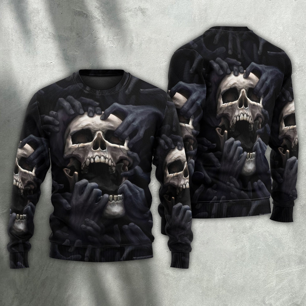 Skull Dark Screaming Hells Hand Ugly Christmas Sweaters
