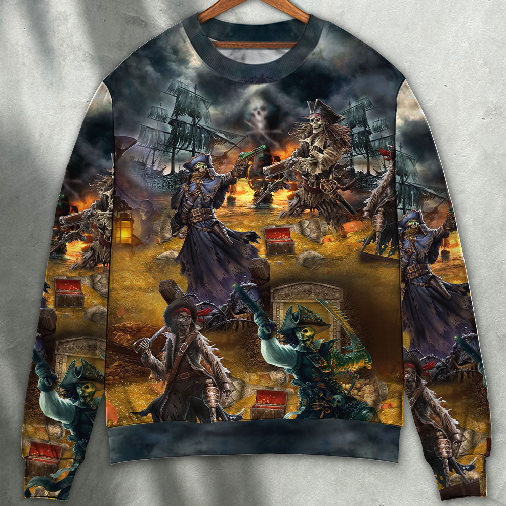 Skull Pirate Treasure Hunting Sweater Ugly Christmas