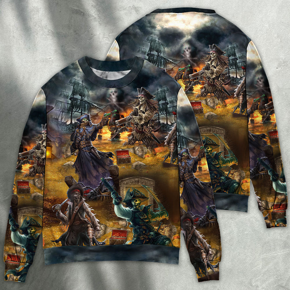 Skull Pirate Treasure Hunting Sweater Ugly Christmas