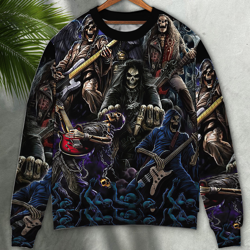 Skull Guitar Cool Dark Ugly Christmas Sweaters