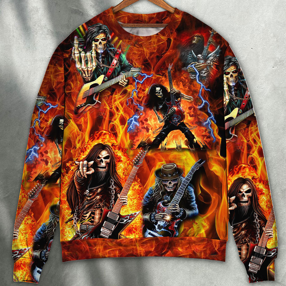 Guitar Skull Fire Style Sweater Ugly Christmas