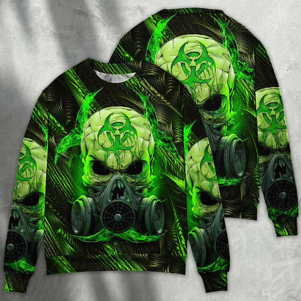 Skull Mask Green Lighting Sweater Ugly Christmas