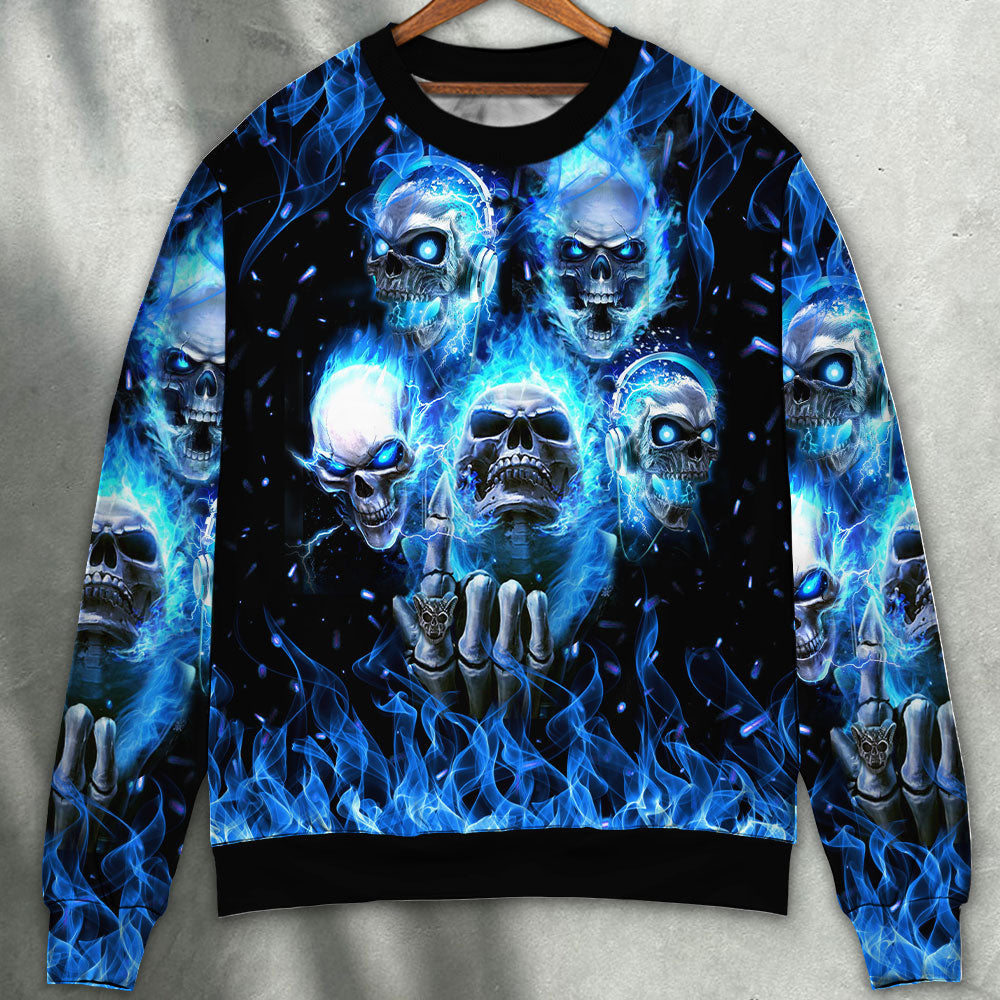 Skull Blue Angry Style Sweater Ugly Christmas