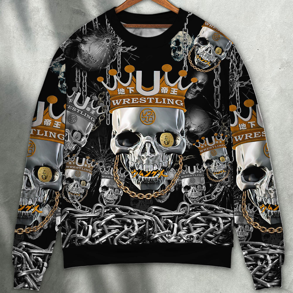 Skull Blue Smoke Flaming Sweater Ugly Christmas