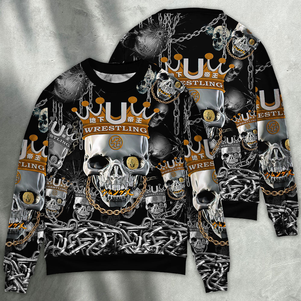 Skull Blue Smoke Flaming Sweater Ugly Christmas