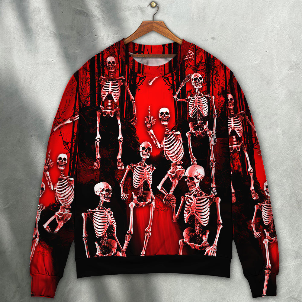 Skull Action Figure Sweater Ugly Christmas