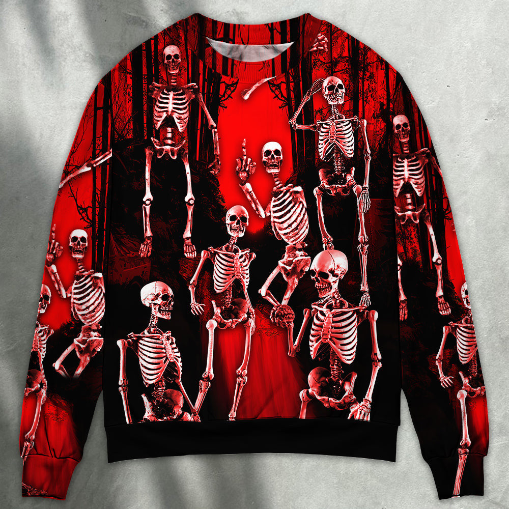 Skull Action Figure Sweater Ugly Christmas
