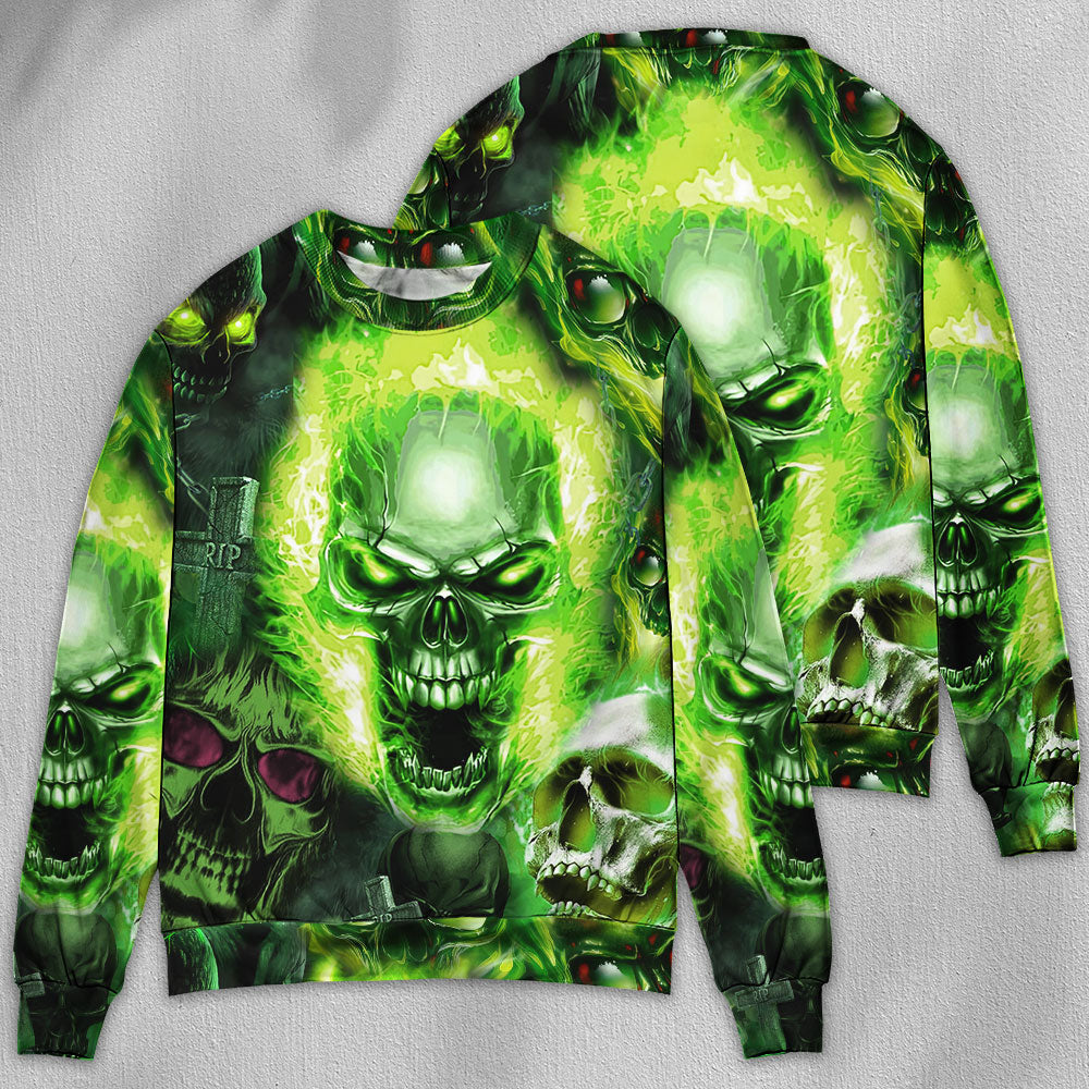 Skull Green Fear No Man Ugly Christmas Sweaters