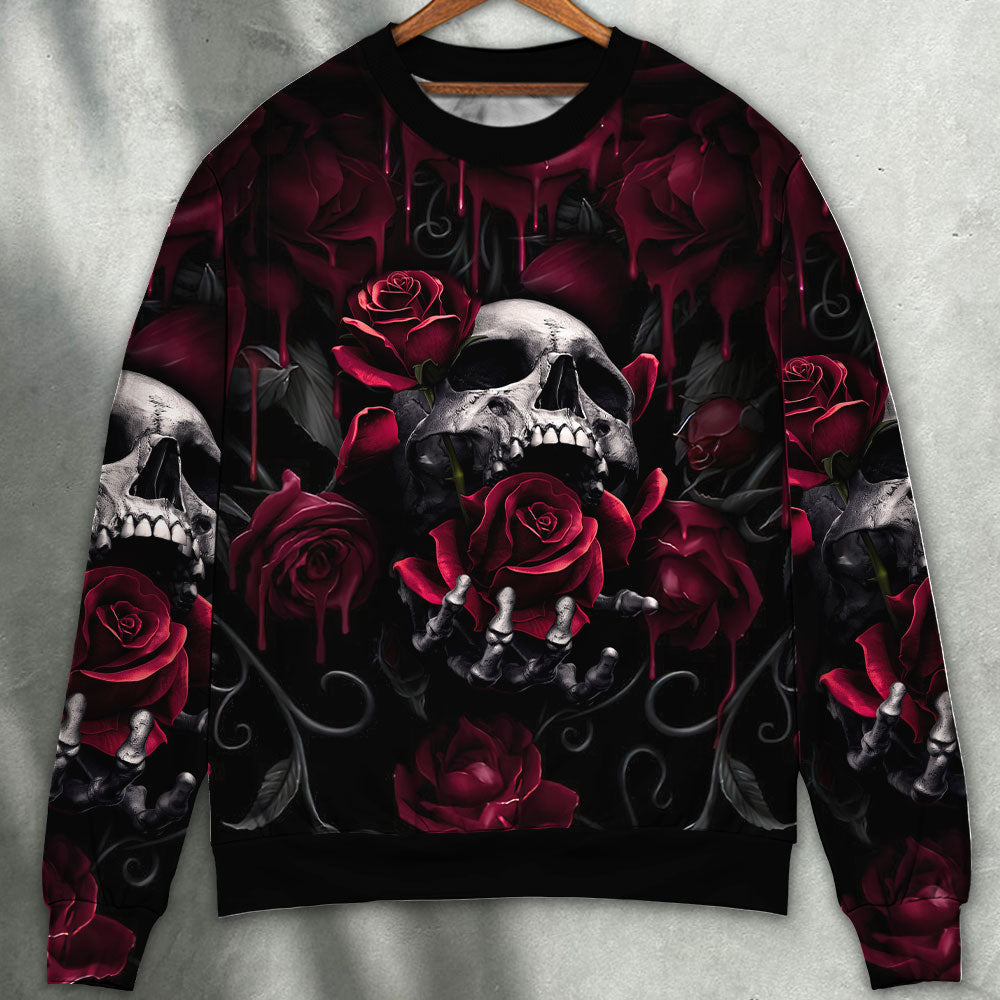 Skull Rose Blood Dark Screaming Sweater Ugly Christmas