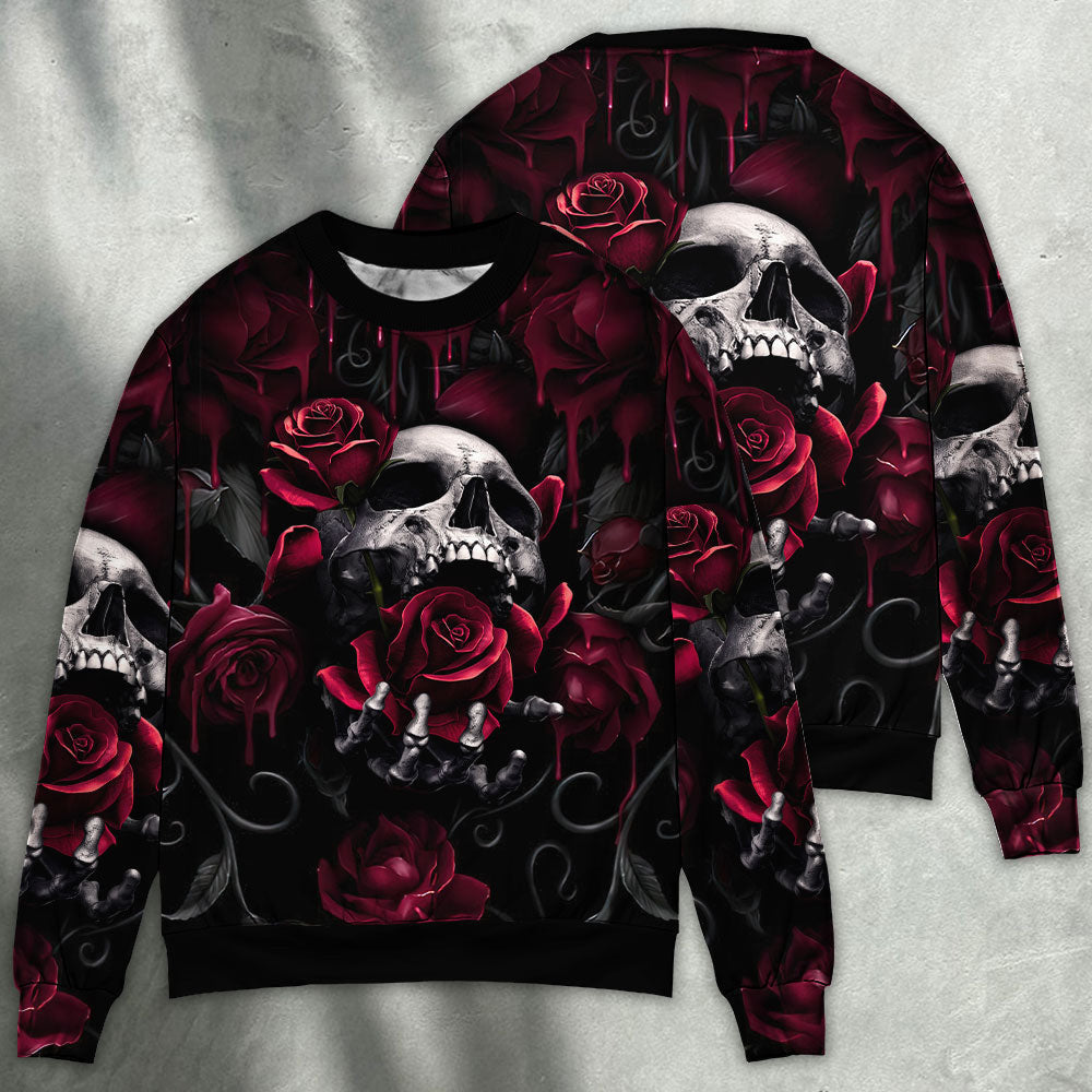 Skull Rose Blood Dark Screaming Sweater Ugly Christmas