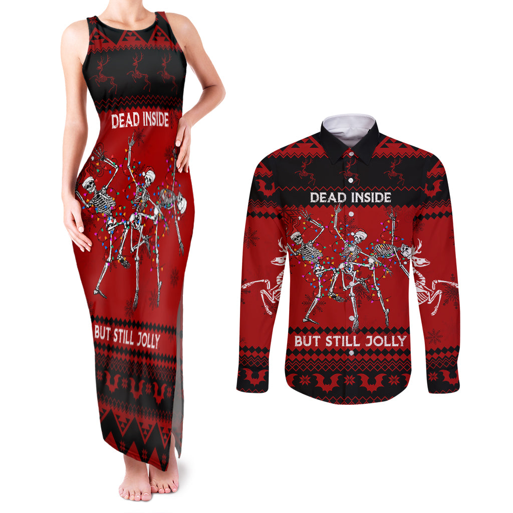 christmas-couples-matching-tank-maxi-dress-and-long-sleeve-button-shirt-jolly-skull-merry-creepmas