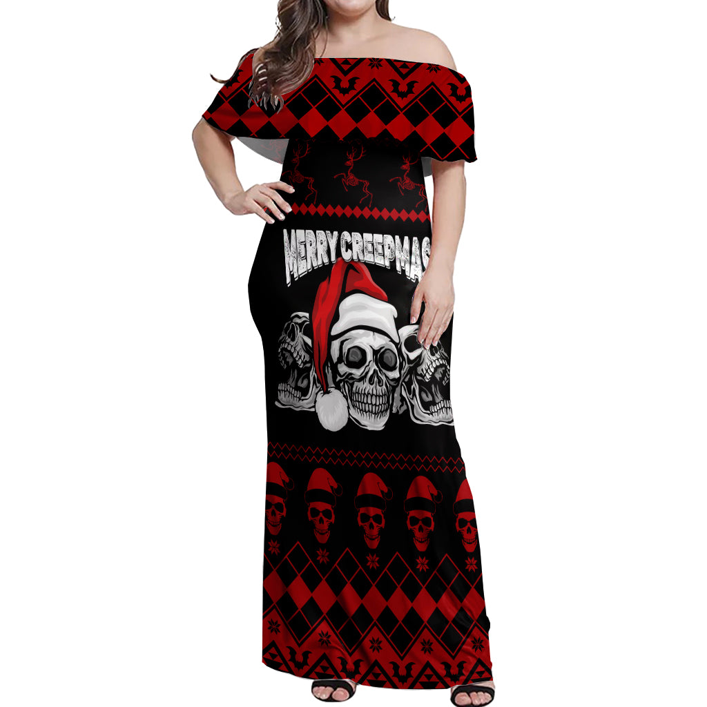 custom-christmas-off-shoulder-maxi-dress-gothic-skull-creepmas