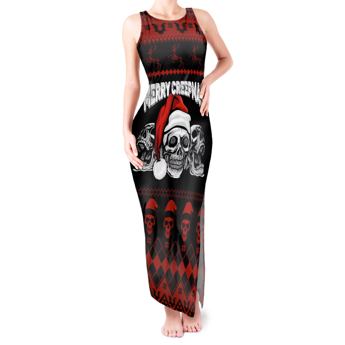 custom-christmas-tank-maxi-dress-gothic-skull-creepmas