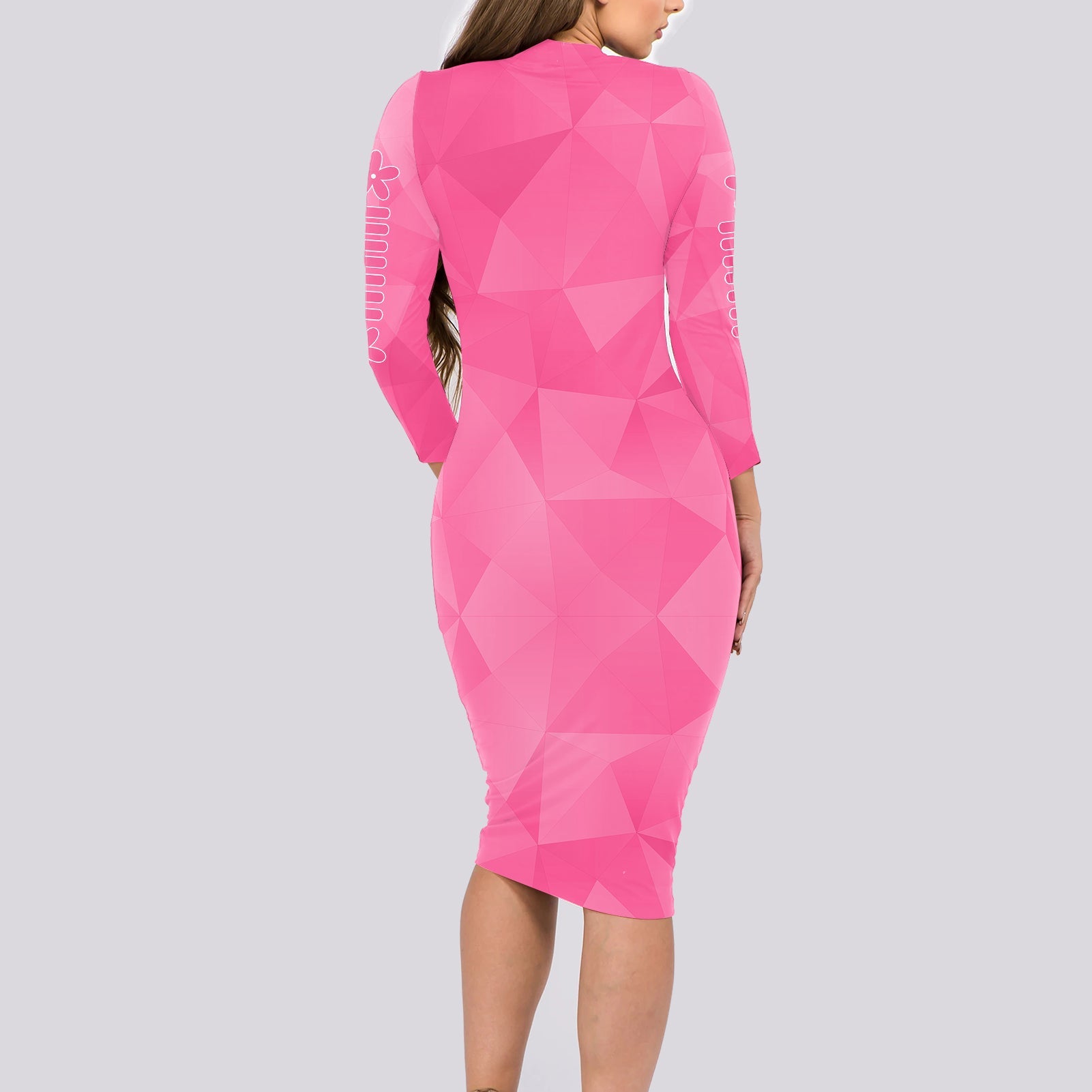 personalised-jeep-girl-long-sleeve-bodycon-dress-doll-pink-party