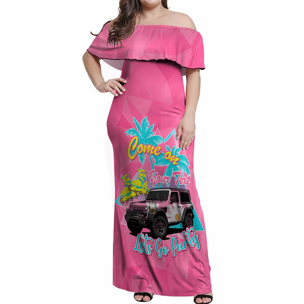 personalised-jeep-girl-off-shoulder-maxi-dress-doll-pink-party