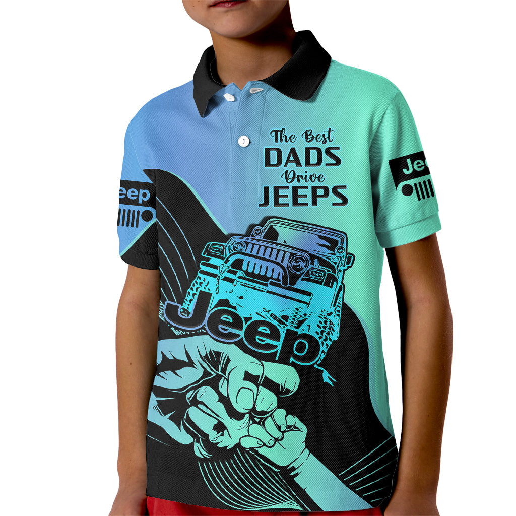 personalised-turquoise-jeep-dad-kid-polo-shirt-happy-fathers-day-best-dads-drive-jeeps