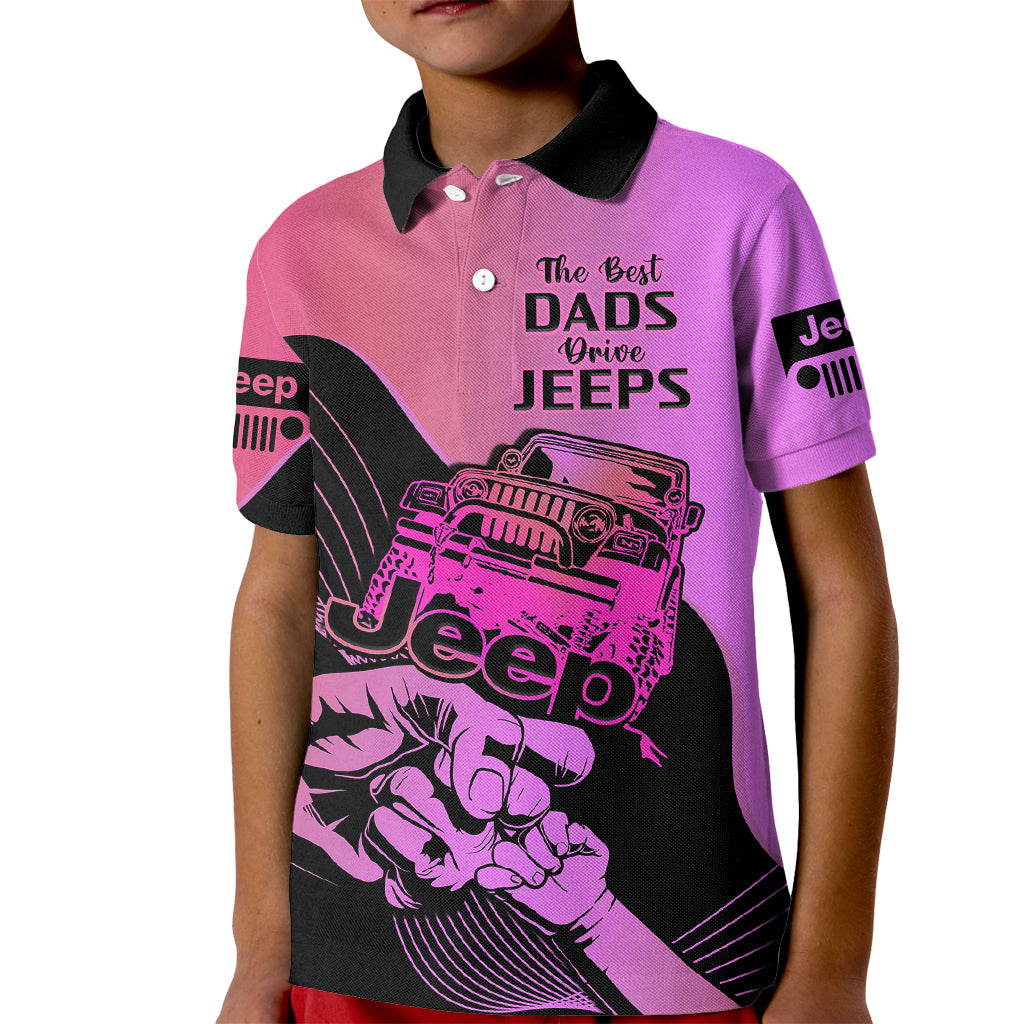personalised-pink-jeep-dad-kid-polo-shirt-happy-fathers-day-best-dads-drive-jeeps
