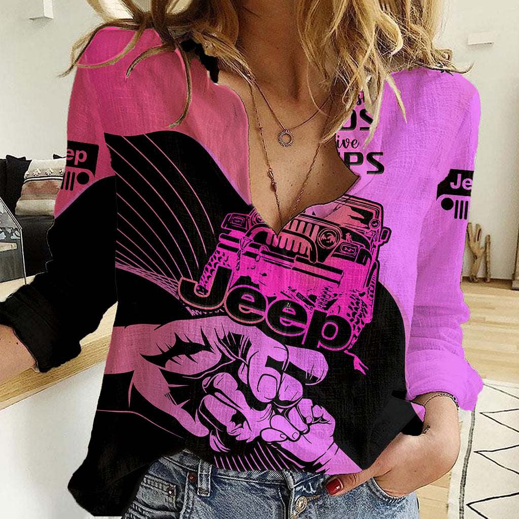 personalised-pink-jeep-dad-women-casual-shirt-happy-fathers-day-best-dads-drive-jeeps