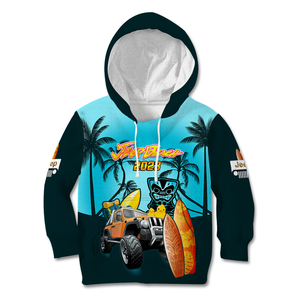 personalised-blue-jeep-beach-2023-kid-hoodie-happy-20th-anniversary