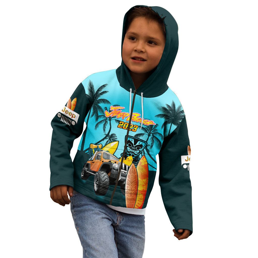 personalised-blue-jeep-beach-2023-kid-hoodie-happy-20th-anniversary